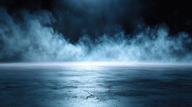 Dramatic misty scene with cracked ground and ethereal glow in background
