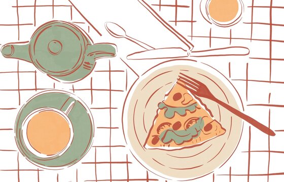 Pizza Table Top Illustration for Restaurant Banner