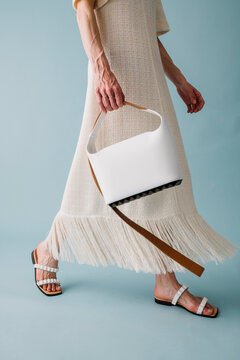 Elegant White Handbag With Fringe Dress Walk