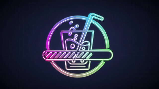 Vibrant neon gradient soft drink icon with progress bar symbolizing refreshing digital experience