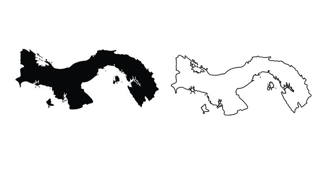Panama s outline is depicted in black and white showcasing its unique geography and isthmus shape