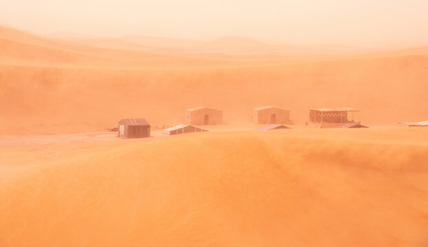 Sandstorm Over Desert Camp
