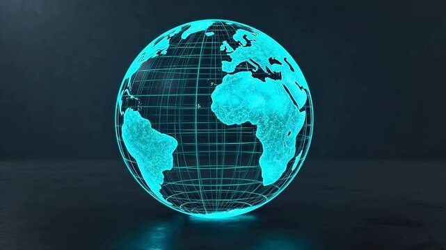 Glowing blue globe with grid symbolizing peace, mindfulness, and relaxation