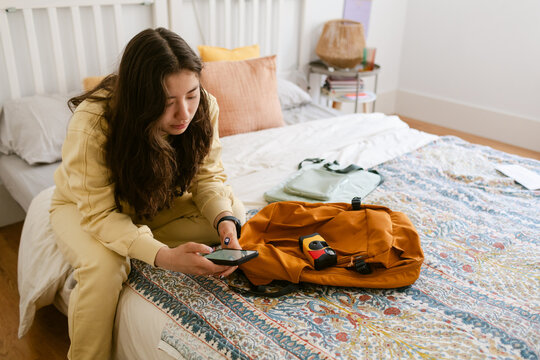 Sitting Bed Disposable Camera Looking Phone 