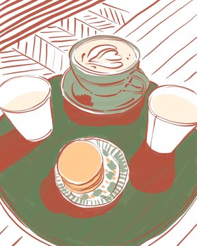 Street food coffee cup illustration still life