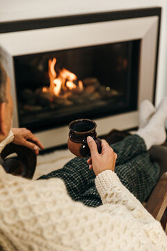 Cozy Winter Coffee by the Fireplace