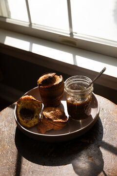Savory Popovers with Rhubarb Chutney