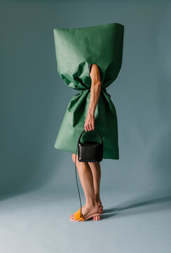 Avant Garde Green Dress With Oversized Form