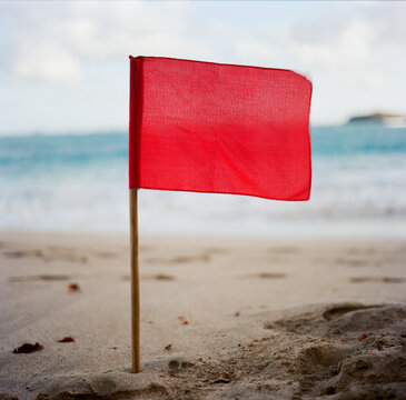 Red flag on beach