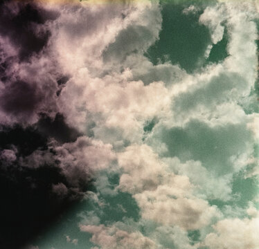 Double exoposed clouds on film