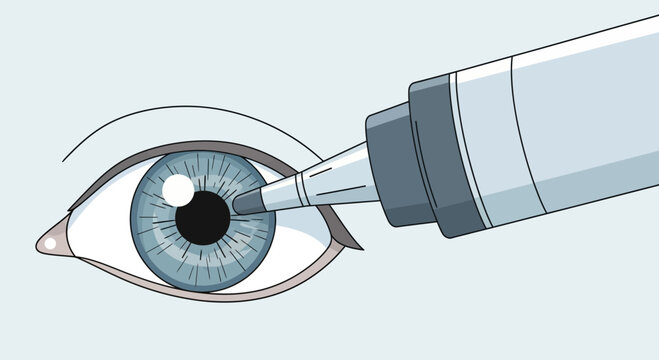 Close-up of eye receiving eye drop from dropper, medical treatment concept