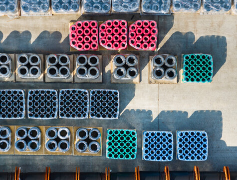 Aerial View Cable Factory Warehouse Wire Coil Storage