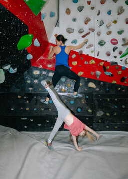 Mother and daughter Rock Climbing