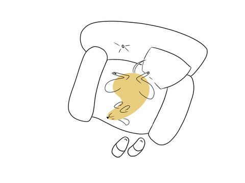 Dog asleep in armchair illustration