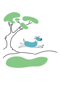 Happy Dog running in park