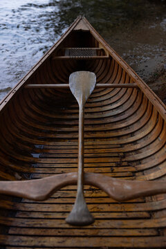Wooden canoe Summer Maine Paddle