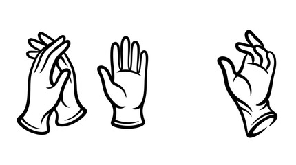 Fototapeta premium Illustrative Black and White Drawings of Human Hands in Various Poses.