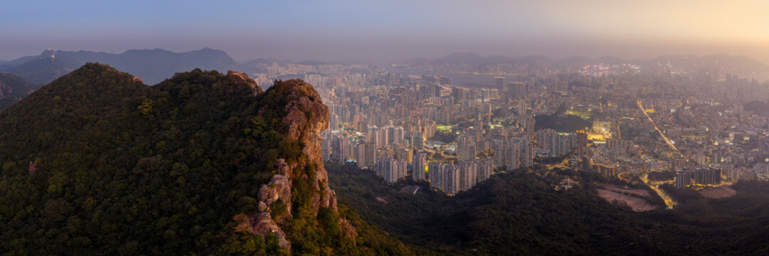 Lion Rock Panorama at NIght Hong Kong