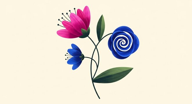 Flores mexicanas vibrantes para celebraci&oacute;n del Cinco de Mayo, ilustraci&oacute;n de estilo folcl&oacute;rico con colores brillantes, dise&ntilde;o floral art&iacute;stico para decoraci&oacute;n festiva y alegre.
