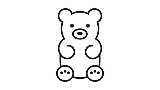 Gummy Bear Minimalist Black Line Vector Icon on White Background. This Scalable Illustration Features a Standing Gummy Bear with an Editable Stroke for Customizable Line Weight and Design.