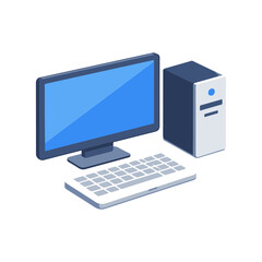 Fototapeta premium Desktop computer 3D icon Vector color 3D icon on a white background
