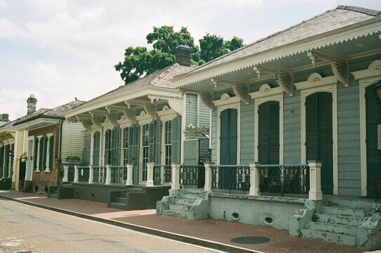 Historic Houses Line a Quiet Street in New Orleans