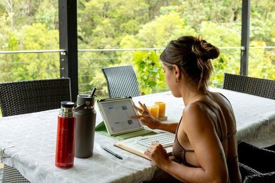 Working on Tablet Outdoors