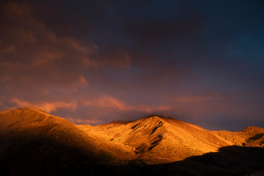 Magnificent Sunset Light on Alpine Mountain Range