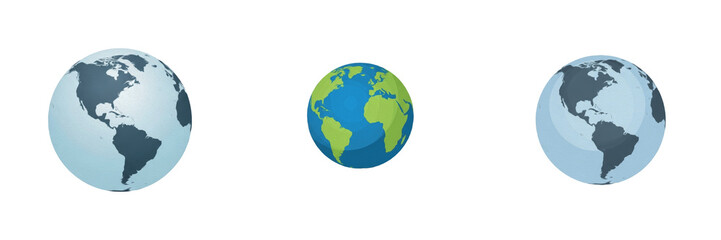 Obraz premium Realistic planet earth globe showing continents and blue oceans isolated on white background, global world map sphere for geography education, international business, and ecology.