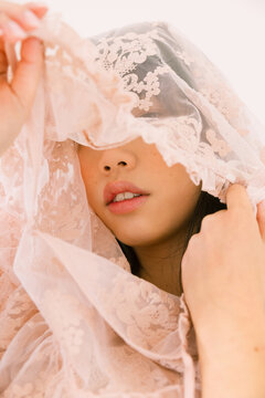 Portrait Through Lace Fabric