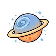 Fototapeta premium Cute Planet Cartoon Vector Illustration Isolated on White Background