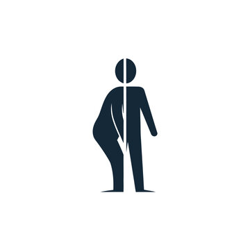 Abstract Human Figure Divided into Two Halves.
