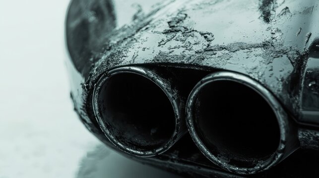 Close-up of weathered car exhaust pipes revealing textures and car details revealing wear