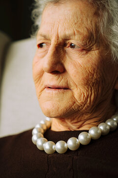 Portrait of a senior woman wearing a pearl necklace