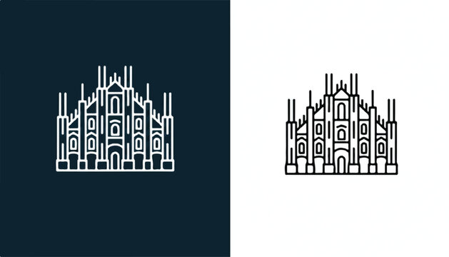 Milan cathedral duomo di milano line art icon with famous place travel icon european architecture cathedral architecture building landmark