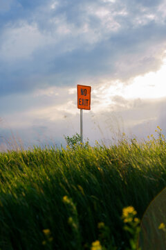 No exit sign in a meadow 