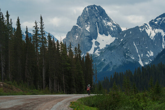 Cyclist in Canadian Rockies 