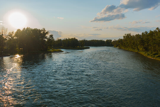 Pristine river in Canadian Rockies in summer 