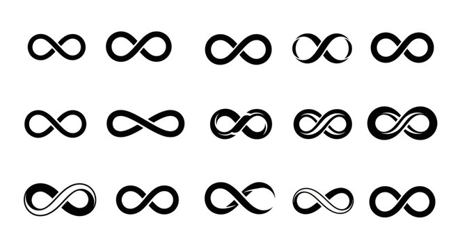 Set of infinity symbols in different styles
