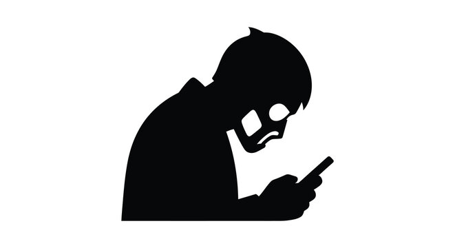 Silhouette of a person focused on a smartphone in a dark setting