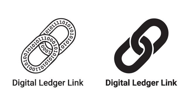 Blockchain Technology Link Chain Icon Silhouette line art vector