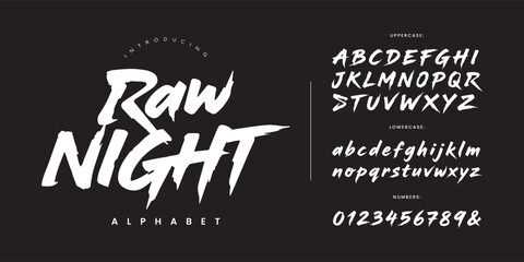 Raw Night expressive dry brush script font for horror movie titles and edgy rock music festival posters © happy