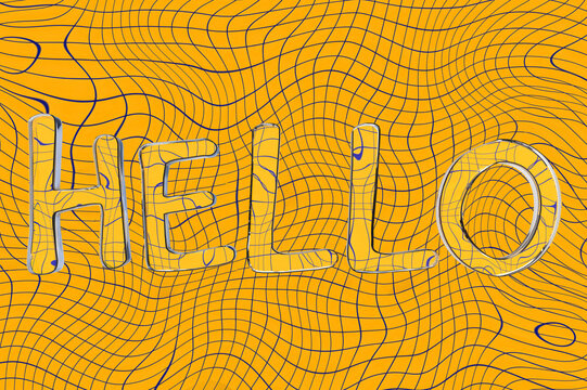 Colorful Design With the Word Hello on a Checkered Wavy Background
