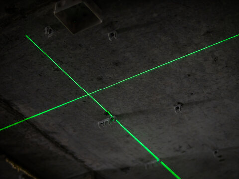 Laser Level Lines on Concrete Ceiling