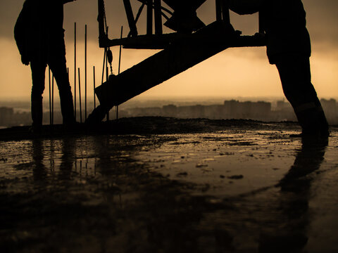 Concrete Pouring at Sunset