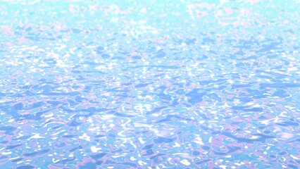オーロラカラーに輝く幻想的な水面の背景テクスチャ。透明感のある水光・蜜感イメージ。 Iridescent and ethereal water surface background texture. Translucent "mizu-hikari" (water glow) and nectar-like luster. © eri