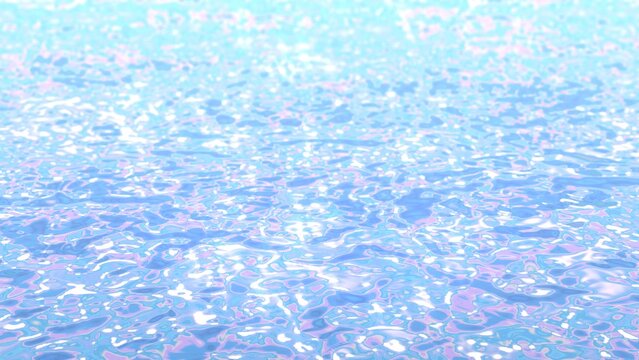オーロラカラーに輝く幻想的な水面の背景テクスチャ。透明感のある水光・蜜感イメージ。 Iridescent and ethereal water surface background texture. Translucent "mizu-hikari" (water glow) and nectar-like luster.
