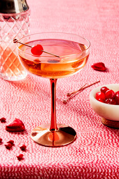 Manhattan Cocktail with Cherry Garnish