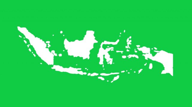 Indonesia map pop animation with green background