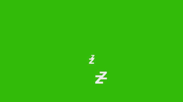Loop animation ZZZ sleep icon green screen background. Sleeping Zzz Symbol flying Relax & Rest Motion Graphic. Sleeping zzz animation sleep concept,